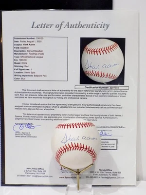 HANK AARON HOF Signed Autograph Auto NL Baseball Braves SWEET SPOT JSA 💎LOA - Image 1 of 4