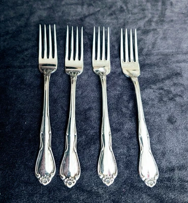 Sears Roebuck Fleurette acero inoxidable moda acero inoxidable 4 tenedores de cena Foto 1 de 3