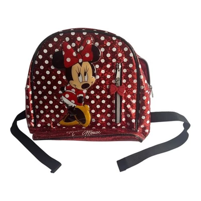 Disney Parks Minnie Mouse Red Glitter Polka Dot 11" X 10" Backpack - Image 1 of 4