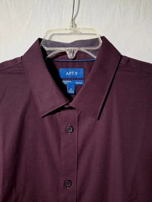 Apt. Camisa 9 Premier Flex Para Hombre XL Borgoña Vino Sin Plancha Nueva Foto 1 de 4