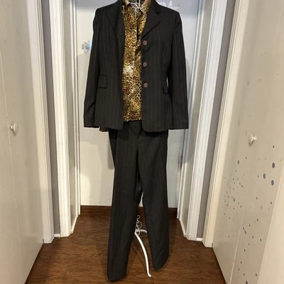 Kasper Conjunto de Traje de Mujer Vintage 3 Piezas Chaqueta, Pantalones, Top Talla 8P, Multicolor Foto 1 de 4