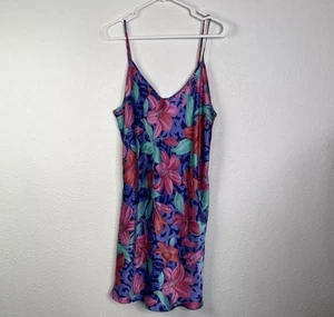 Vintage Katherine Bishop Floral Nightgown 1X Made in USA Silky Pink Lace Sleepwe - Bild 1 von 9