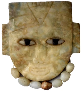 Large Old Hand Carved Pre Columbian Human Effigy Stone/Jade Mask - Picture 1 of 14
