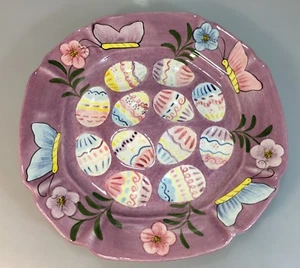 Laurie Gates Purple Easter Egg Plate Platter 11.5" Square Made in USA 2002 - Picture 1 of 4