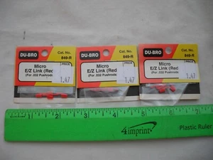 Lot of 3 Du-Bro 849-R Micro E/Z Link, Red, for .032 Pushrods, R/C Plane Airplane - Picture 1 of 7