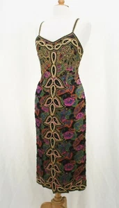JASDEE Vintage Bead & Sequins Dress Hand Work & Hand Print On Silk Style 2027L - Picture 1 of 3