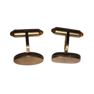 Gemelos vintage para hombre tono dorado/bronce con forma ovalada Foto 1 de 4