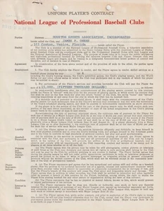 Jim Owens - Autographed 1964 Houston Colt .45's Player Contract - Deceased 2020 - Picture 1 of 4