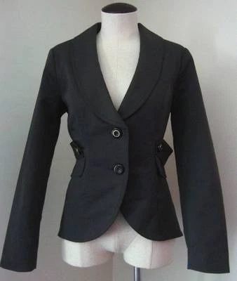 CABI DEEP BROWN GRAY 2 BUTTON FRONT MODERN BLAZER JACKET GREAT OPERA COLLAR SZ 6 - Image 1 of 4