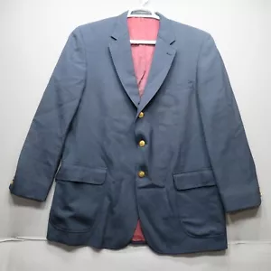 VINTAGE ORVIS SIZE 40 M NAVY BLUE WOOL POLYESTER MEN'S LINED SPORT BLAZER COAT - Picture 1 of 12