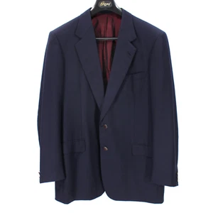 Brioni Palatino Wool Navy Single Breasted Gold Logo Button Sport Coat 46L Blazer - Picture 1 of 9