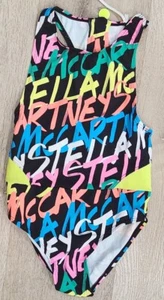 Stella McCartney Girls Size 6 Multicolor Logo Print All Over Bathing Suit - Picture 1 of 6