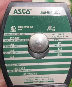 ASCO RED HAT 2 MAGNETVENTIL 1/4 8262H262 160-145-125 Psi B2 - Bild 1 von 5