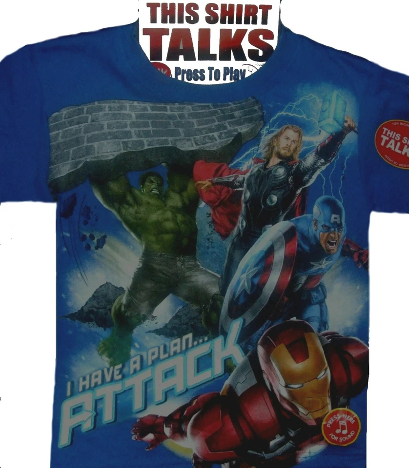 Camisa Marvel Los Vengadores Niños Niños Talla 5-6 Niño NUEVO Superhéroes Hablando  Foto 1 de 1