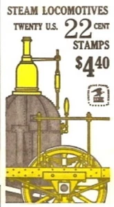 USA BOOKLET SC# BK163 STEAM LOCOMOTIVES 22c. - BKLT OF 20  MNH - PL# 1 - Picture 1 of 1