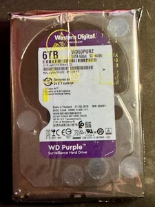 Western Digital WD Purple 6TB 3.5" SATA Surveillance HDD WD60PURZ-85ZUFY1 - Picture 1 of 1