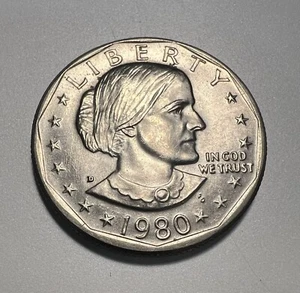 1980 D Susan B Anthony Liberty *One Dollar Coin* Circulated Rare Wide Rim - Picture 1 of 3