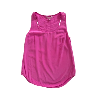 Lilly Pulitzer 背心上衣热粉色融合圆领丝绸背心小号 — 第 1/4 张图片
