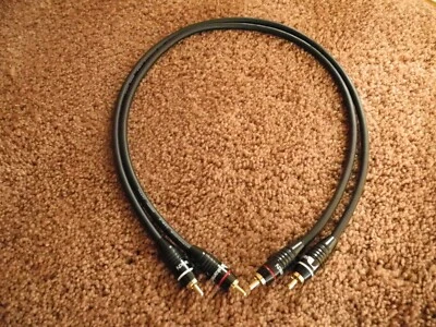 MOGAMI 2' PAIR  CABLES, NAKAMICHI  RCA'S, HAND CRAFTED "REAL SOUND" - Image 1 of 4