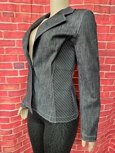 THE LOOK JEANIUS Randolph Duke Jeans Black Jacket Blazer Sz 8 #F - Picture 1 of 8