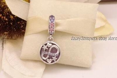 全新 Pandora 闪亮无限心形和星星小饰品 782287C01 已退回 — 第 1/4 张图片