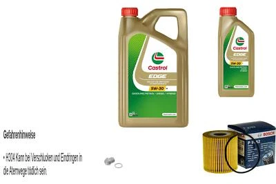 BOSCH Filtro De Aceite 6 L Castrol EDGE 5W-30 Para Volvo V70 I 2.4 2.5 Turbo AWD - Imagen 1 de 4
