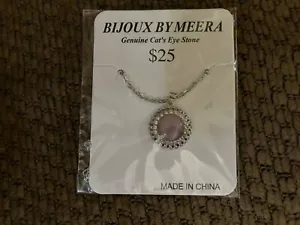 Cat's Eye Stone Necklace Bijoux by Meera w/ 16 inch chain plus 2 inch extension - Picture 1 of 1