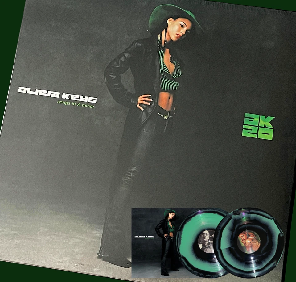 Alicia Keys SONGS IN A MINOR 20 Pop Up Sl Green Black Swirl Vinyl 2LP NEW SEALED - Image 1 of 4