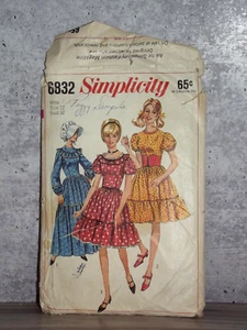 Simplicity Square Dance Dress Sewing Pattern 6832 1960s  Miss 12 Bust 32 B26 - Picture 1 of 1