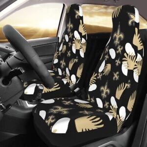 2pcs New Orleans Saints Elastic Car Seat Covers Car Front Rear Protectors Decor