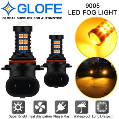 GLOFE 2X 9145 9140 H10 LED Fog Driving Light Bulbs Amber Yellow 3000K 30SMD DRL - Image 1 of 4