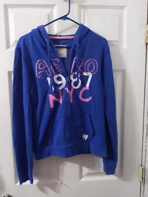 Aero Sudadera con Capucha Mujer Retro Aero 1987 NYC Chaqueta y Pantalones Azul con Rosa Talla L/M Foto 1 de 4