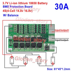 4S 14.8V 30A w/Balance Li-ion Lithium 18650 Battery BMS Charger Protection Board - Picture 1 of 3
