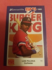 1985 Huntsville Stars Lewis Polonia Burger King Promo Baseball Card #11
