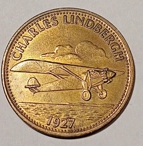 Conchiglia * Gettone Commemorativo Aviazione * Charles Lindbergh 1927 *Condizione 1+ - Foto 1 di 2