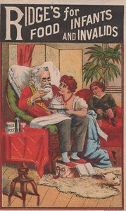 Quack Medicine Santa Claus Ridges Food for Infants Invalids 1890 Trade Card A8o - Picture 1 of 2