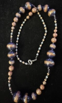 "Collar Antica Murrina Venezia cristal de Murano 30"" púrpura brillo rosa cuentas" Foto 1 de 4