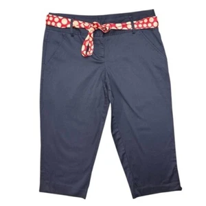 NEW Copper Key Navy Cotton Capri Pants w/ Red Cream Polka Dot Sash Junior Size 7 - Picture 1 of 15