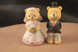 Bride & Groom Bear Figurine, Cake Topper, Porcelain Bisque 3"T BC - Picture 1 of 7