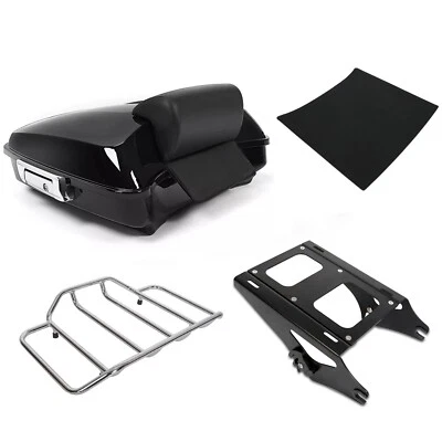 Maletero de motocicleta con respaldo soporte de montaje superior para Harley Road King Glide 14-24 Foto 1 de 4