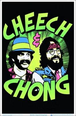 Cheech & Chong Faces Blacklight Poster - Flocked - 23" x 35"