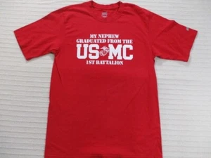 USMC Mens Shirt Large 1st Battalion Red Cotton Parris Island - Picture 1 of 11