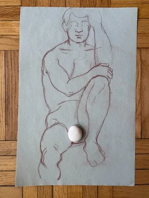 De colección 1970 Académico Masculino Físico Retrato Hombre Dibujo Gay Int 12 x 18 Foto 1 de 4