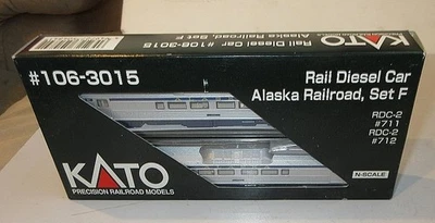 KATO N SCALE #106-3015 ALASKA RAILROAD RAIL DIESEL CAR SET F,(NIB) - Image 1 of 4