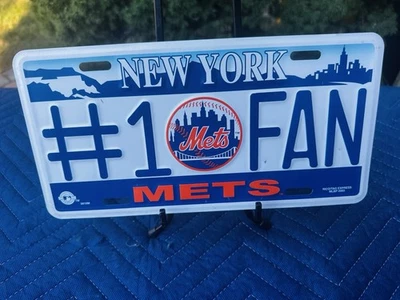 Vintage New York Mets License Plate Embossed Metal Car Tag MLB #1 Fan - Image 1 of 4