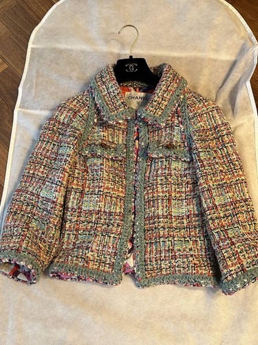 Giacca tweed Chanel multicolore bordo lama 34