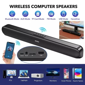 Głośnik PC Soundbar Bluetooth Laptop Komputer Głośnik Bass Aux-in / TF / USB / FM - Zdjęcie 1 z 19