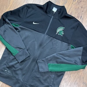 Michigan State Spartans Jacket Mens M Gray Nike Dri Fit Full Zip Track College - Picture 1 of 12