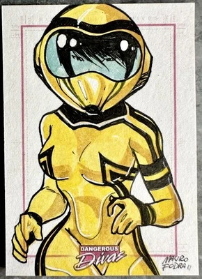 Hazmat Takeda Dangerous Divas Sketch Card by Mauro Fodra — UD 2011 Original Art - Image 1 of 4