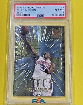 ~ 1996 Skybox Z-Force Zebut #8 ALLEN IVERSON Rookie RC PSA 8 76ers ~ - Image 1 of 2